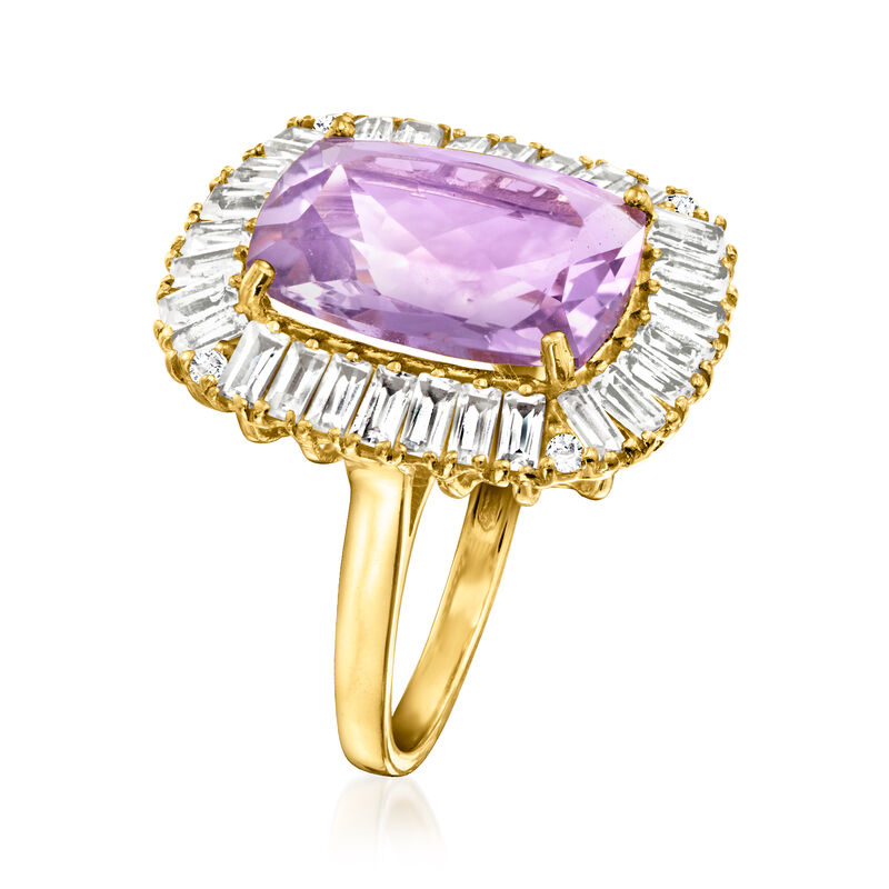 6.50 Carat Amethyst and 2.20 ct. t.w. White Topaz Ring in 18kt Gold Over Sterling image number 2