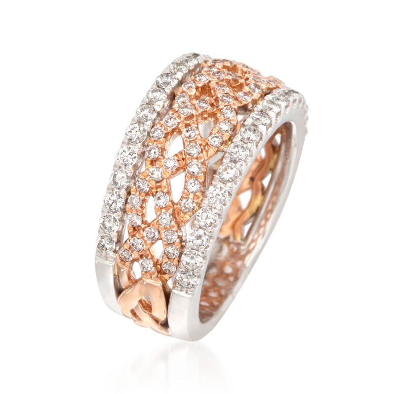 1.00 ct. t.w. Diamond Braided Band Ring in 14kt Two-Tone Gold. Size 6.5 image number 1