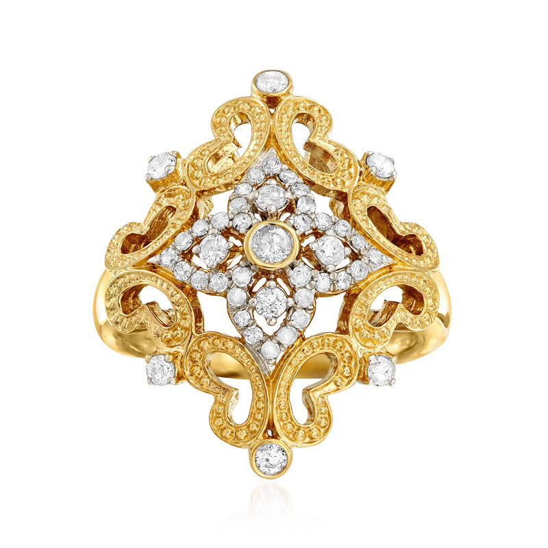 .50 ct. t.w. Diamond Openwork Ring in 18kt Gold Over Sterling image number 0
