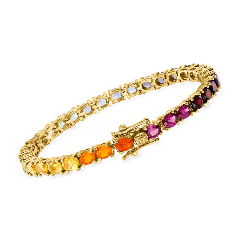 Opal and 10.50 ct. t.w. Multi-Gemstone Bracelet in 18kt Gold Over Sterling image number 2