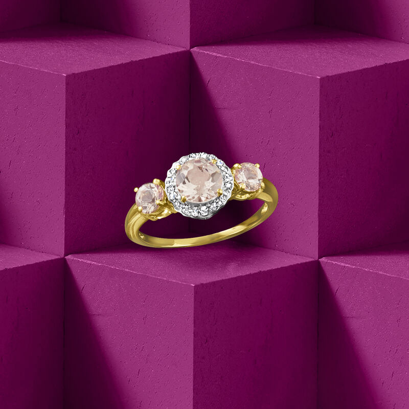 1.25 ct. t.w. Morganite Ring with Diamonds in 14kt Two-Tone Gold image number 3