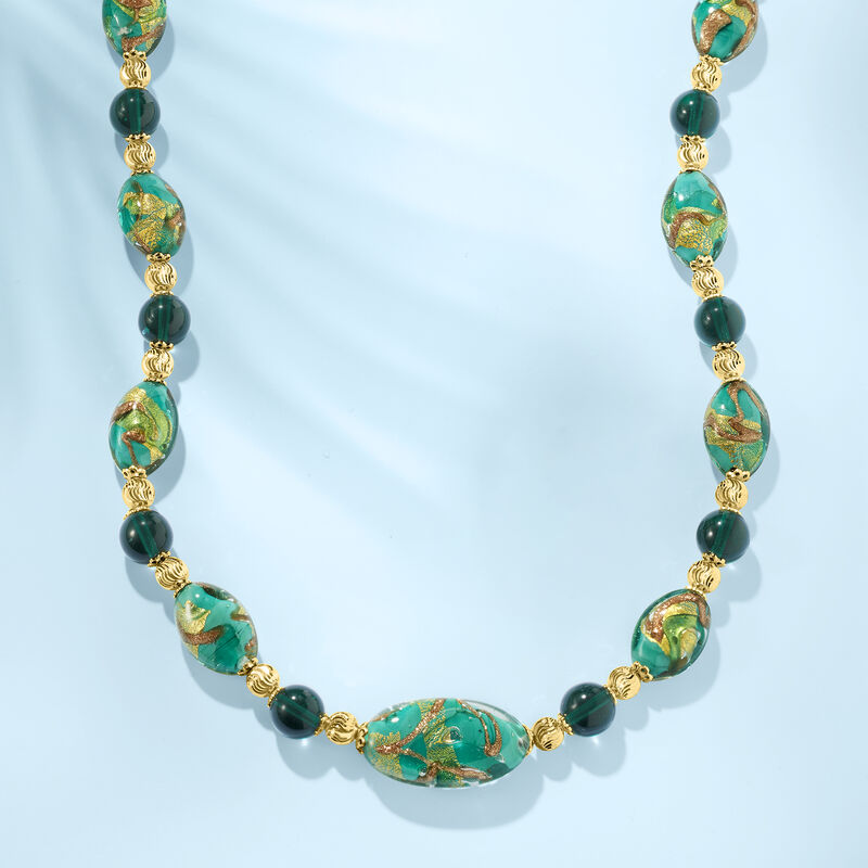 Italian Multicolored Murano Glass Bead Necklace in 18kt Gold Over Sterling image number 4