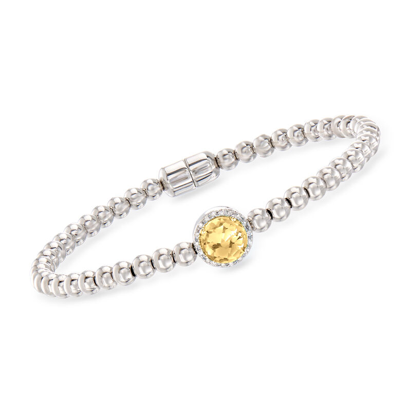 1.10 Carat Citrine Beaded Bracelet in Sterling Silver with Magnetic Clasp. 7&quot; image number 0