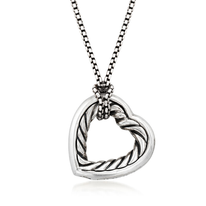 C. 1990 Vintage David Yurman Sterling Silver Heart Necklace image number 0
