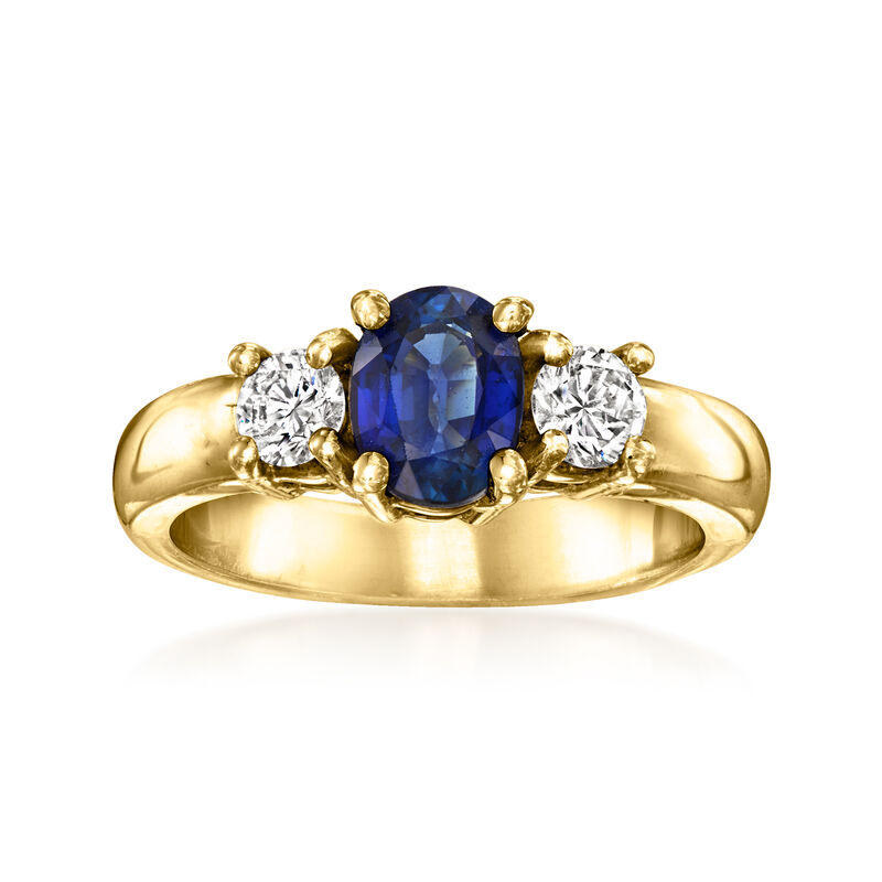 C. 1980 Vintage 1.15 Carat Sapphire Ring with .40 ct. t.w. Diamonds in 14kt Yellow Gold. Size 6 image number 0