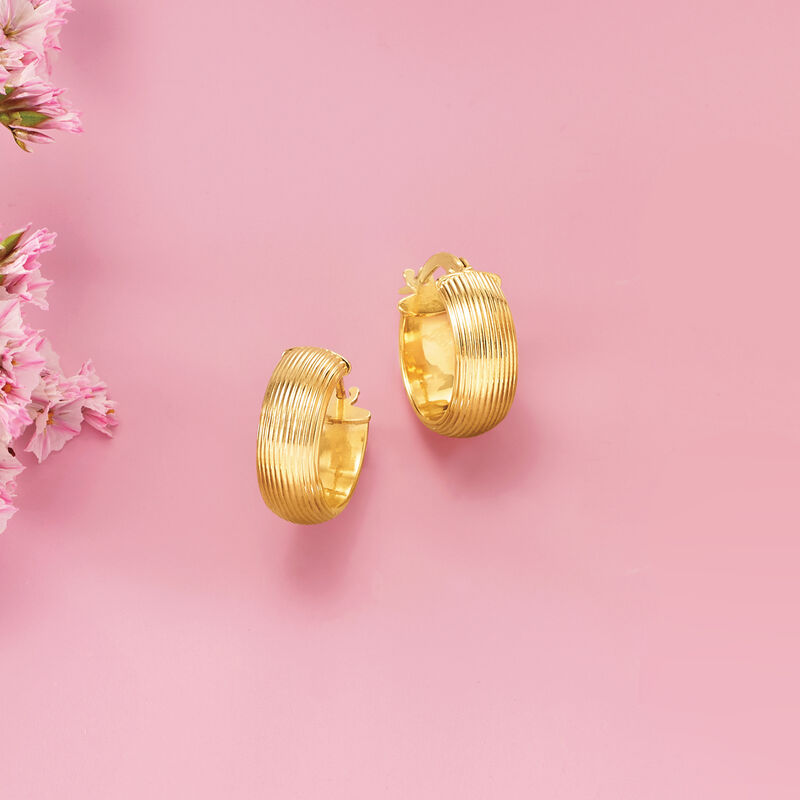 Italian 14kt Yellow Gold Huggie Hoop Earrings. 5/8&quot; image number 2
