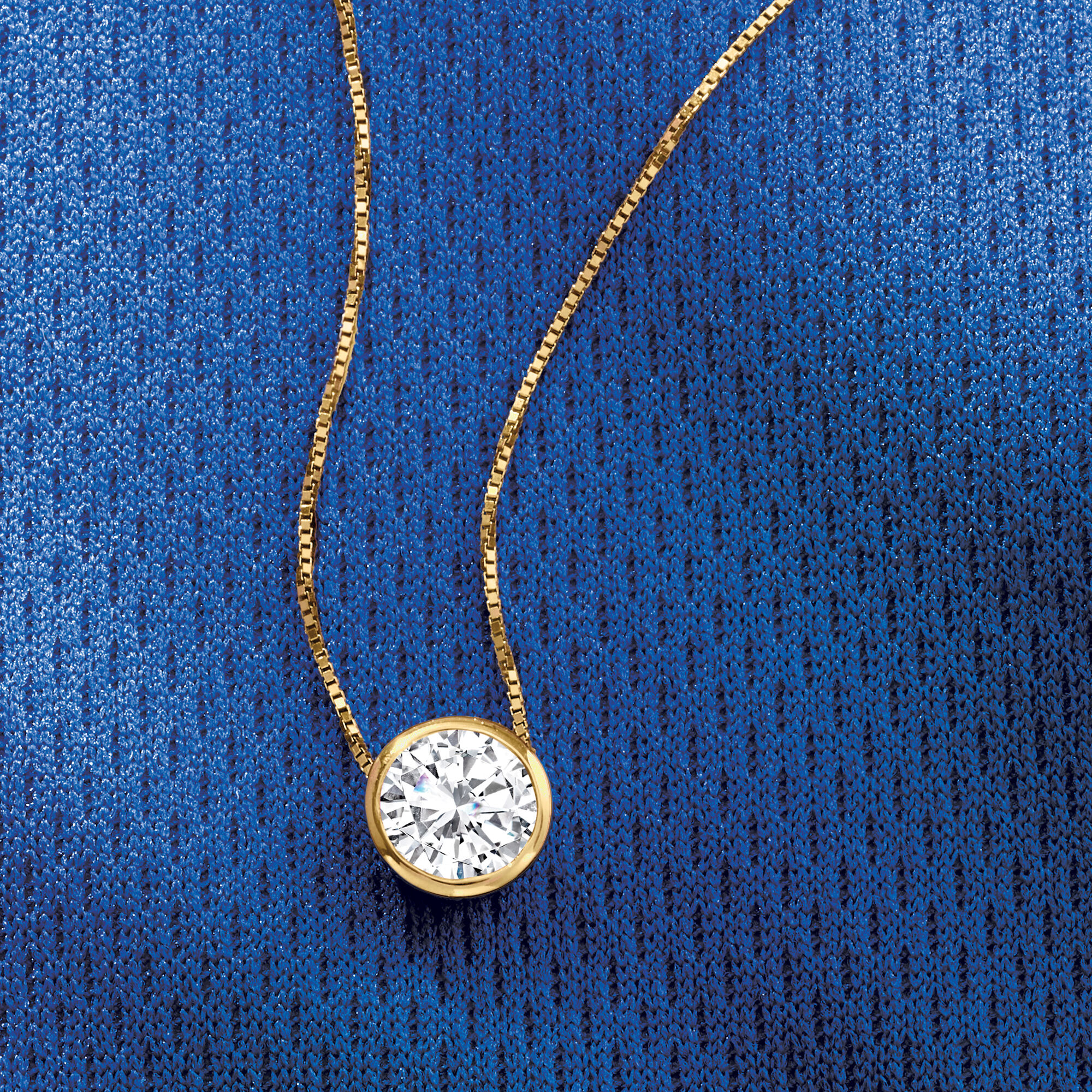 1.20 Carat Bezel Set Diamond Solitaire Necklace in 14kt Yellow Gold