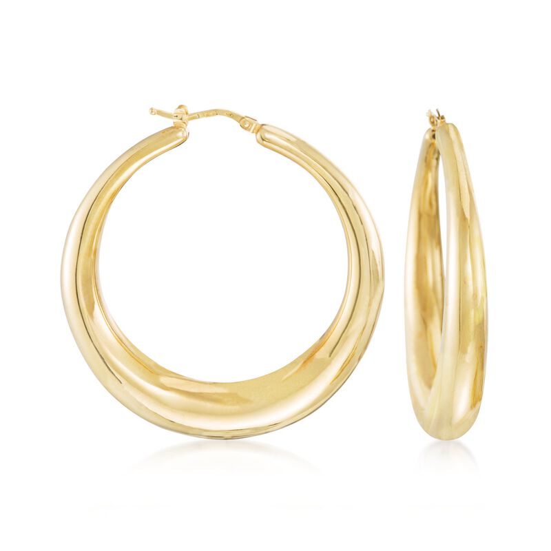 Italian 18kt Yellow Gold Large Graduated Hoop Earrings. 2&quot; image number 0