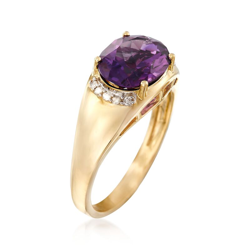 2.60 Carat Amethyst Ring with Diamond Accents in 14kt Yellow Gold image number 2