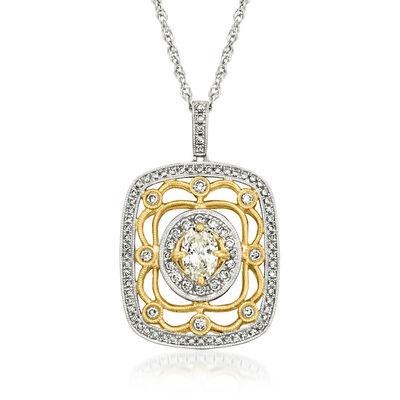 C. 2000 Vintage 1.50 ct. t.w. Diamond Pendant Necklace in 14kt Two-Tone Gold