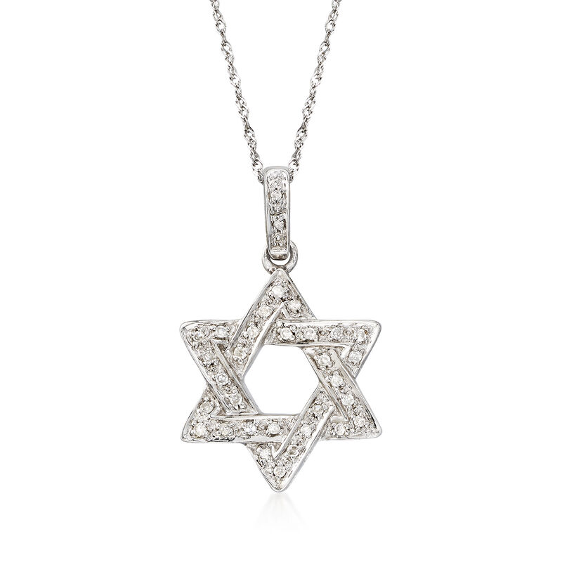 .18 ct. t.w. Diamond Star of David Necklace in 14kt White Gold image number 0