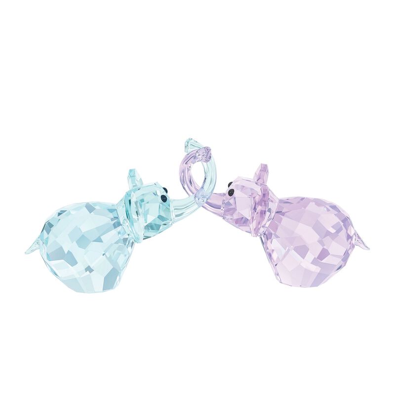 Swarovski Crystal &quot;In Love - Paul & Pauline&quot; Purple and Blue Figurine Set: Two Elephants image number 0