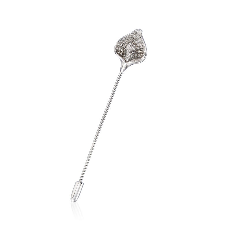.15 ct. t.w. Diamond Calla Lily Stick Pin in Sterling Silver image number 0