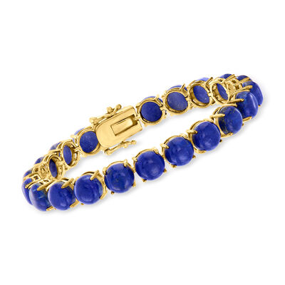 Lapis Cabochon Tennis Bracelet in 18kt Gold Over Sterling