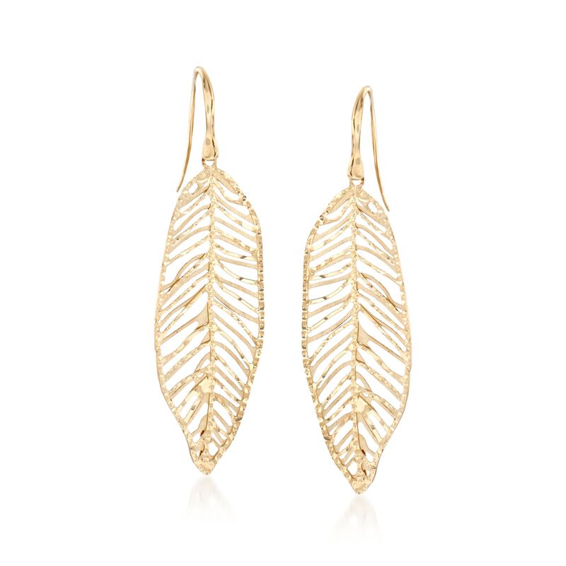 14kt Yellow Gold Leaf Drop Earrings  image number 0