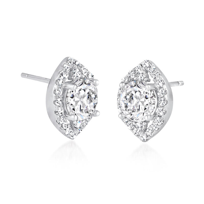 2.80 ct. t.w. Moissanite Evil Eye Earrings in Sterling Silver image number 1