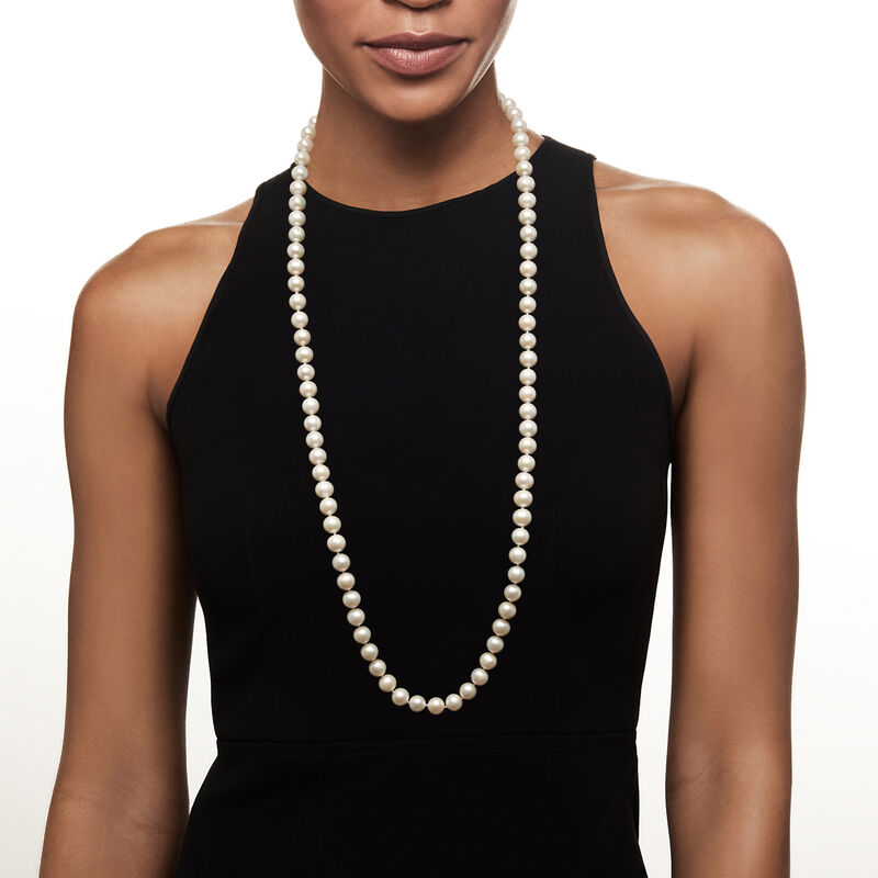 9-10mm Cultured Pearl Necklace with 14kt Yellow Gold. 36" image number 0