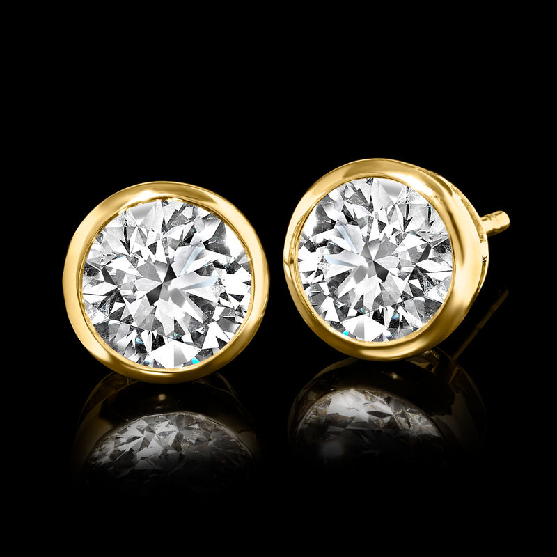 3.00 ct. t.w. Bezel-Set Lab-Grown Diamond Stud Earrings in 14kt Yellow Gold  image number 2