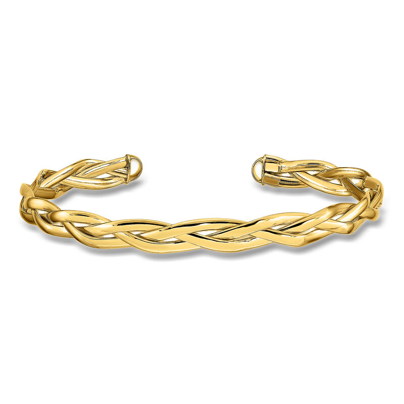 Italian 14kt Yellow Gold Braided Cuff Bracelet. 7" image number 0