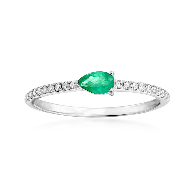 .20 Carat Emerald and .10 ct. t.w. Diamond Ring in 18kt White Gold image number 0