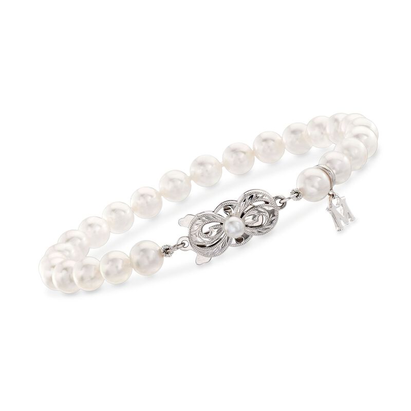 Mikimoto 6-6.5mm 'A' Akoya Pearl Bracelet in 18kt White Gold. 7&quot; image number 0