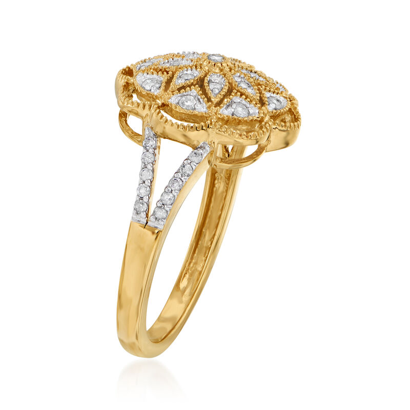 .25 ct. t.w. Diamond Openwork Floral Ring in 18kt Gold Over Sterling image number 2