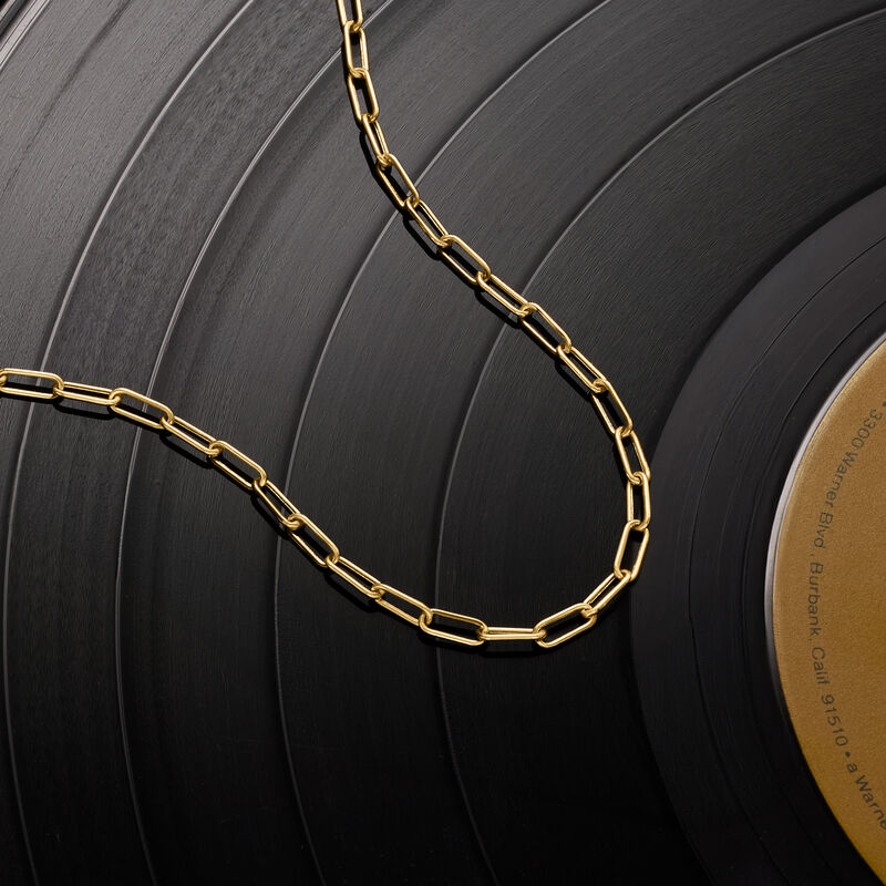 3mm 10kt Yellow Gold Paper Clip Link Choker Necklace. 13&quot; image number 2