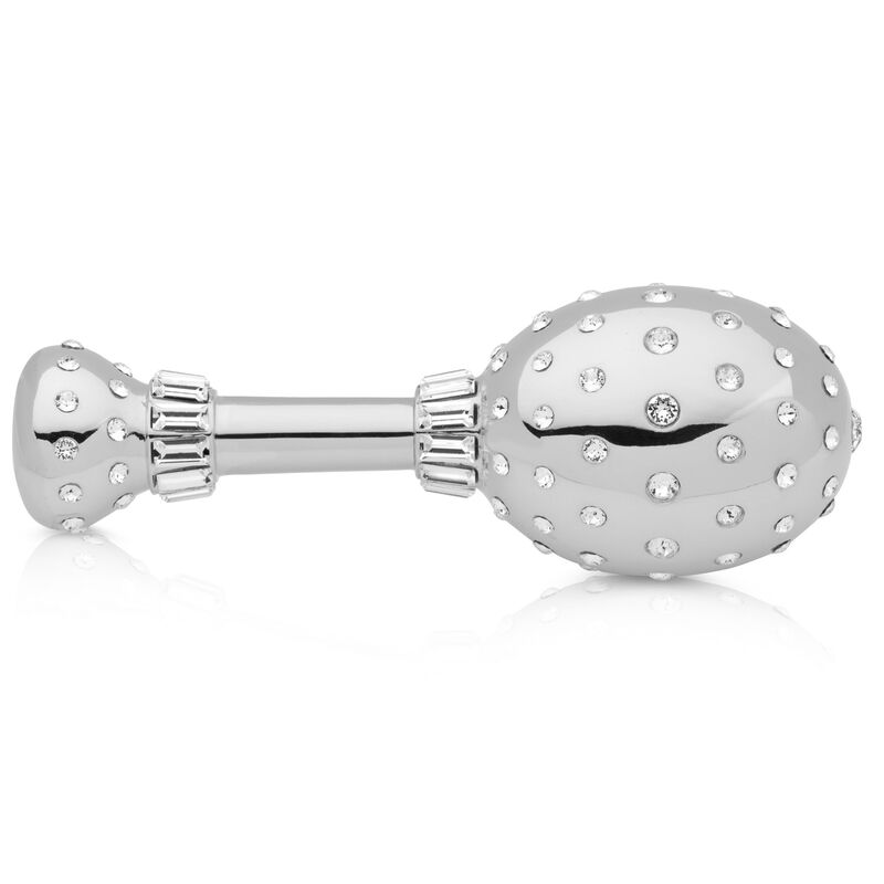 Crystamas Crystal White Rhodium-Plated Baby Rattle image number 0