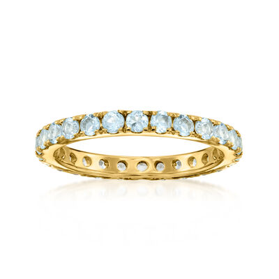 1.20 ct. t.w. Aquamarine Eternity Band in 18kt Gold Over Sterling