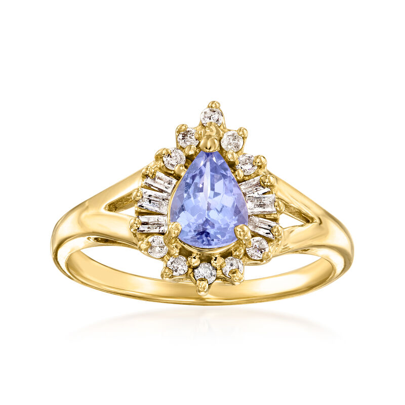 C. 1980 Vintage .70 Carat Tanzanite Ring with .25 ct. t.w. Diamonds in 14kt Yellow Gold. Size 7 image number 0
