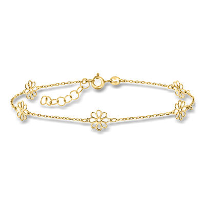 Italian 14kt Yellow Gold Flower Station Bracelet