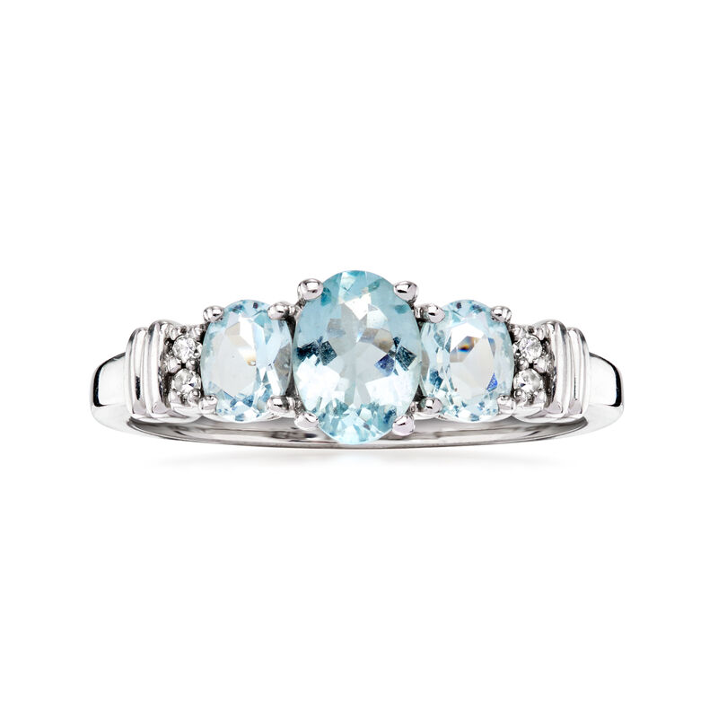 C. 1990 Vintage 1.20 ct. t.w. Aquamarine Ring with Diamonds in 10kt White Gold. Size 6.5 image number 0