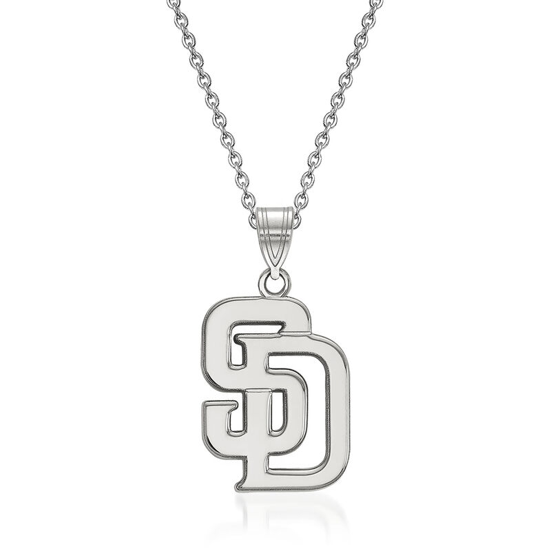 Sterling Silver MLB San Diego Padres Pendant Necklace. 18" image number 0