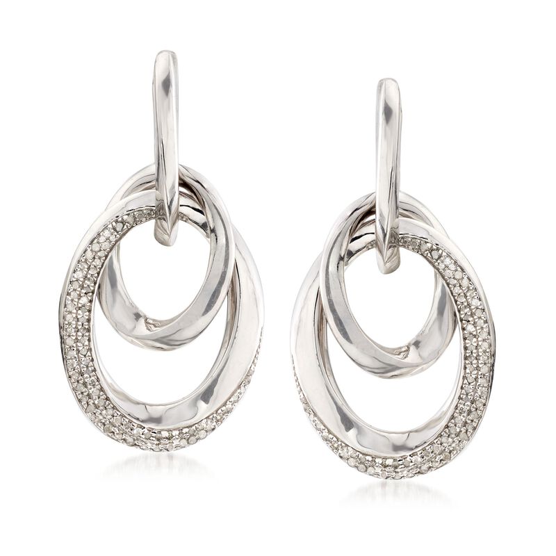 .50 ct. t.w. Diamond Twisted Doorknocker Link Earrings in Sterling Silver image number 0