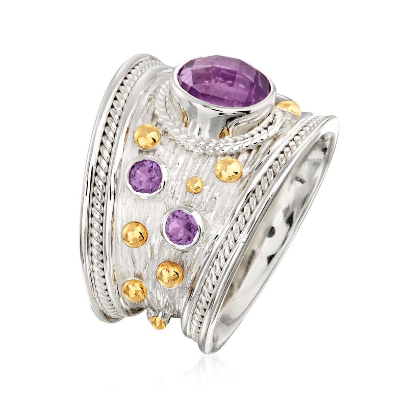 3.20 ct. t.w. Amethyst Ring in Two-Tone Sterling Silver image number 2