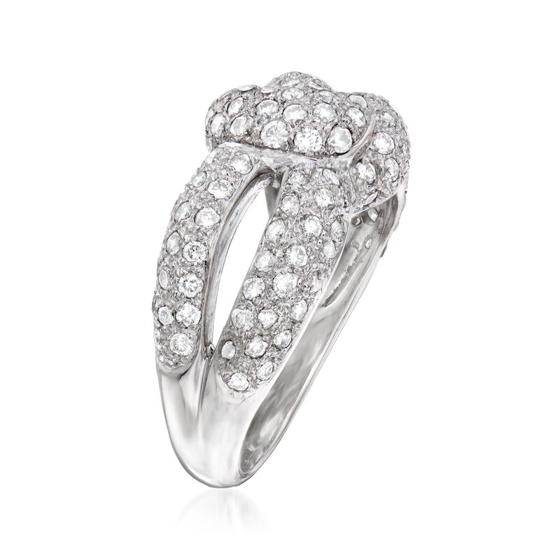 C. 1990 Vintage 1.25 ct. t.w. Pave Diamond Knot Ring in 14k White Gold image number 2