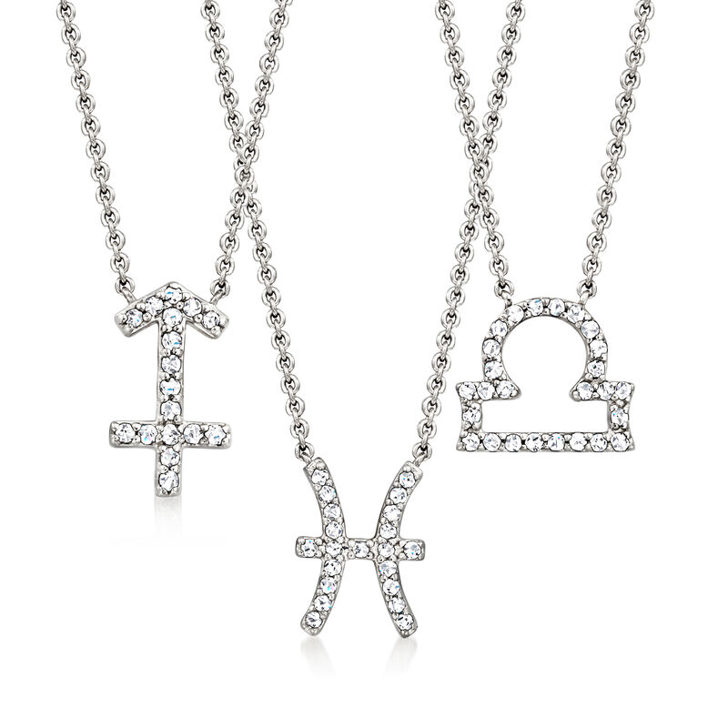 Virgo - .10 ct. t.w. Diamond Zodiac Necklace in Sterling Silver. 16&quot; image number 1