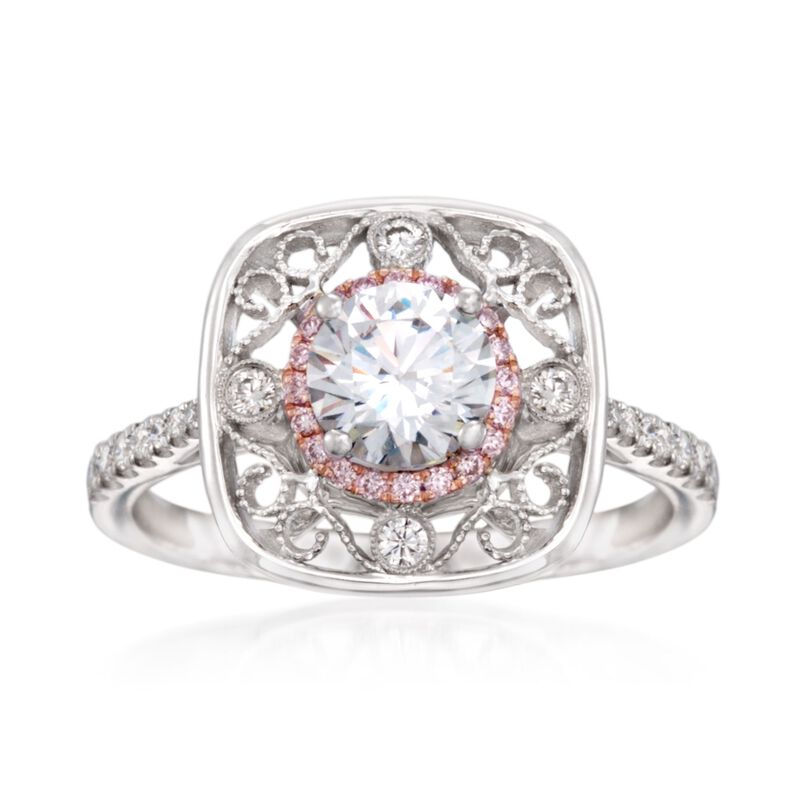 Simon G. .24 ct. t.w. Pink and White Diamond Engagement Ring Setting in 18kt Two-Tone Gold. Size 8 image number 0