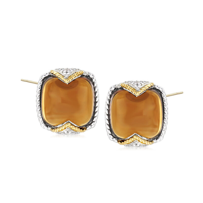 Andrea Candela &quot;Dulcitos&quot; 8.64 ct. t.w. Cognac Quartz Earrings in Sterling Silver and 18kt Yellow Gold image number 0