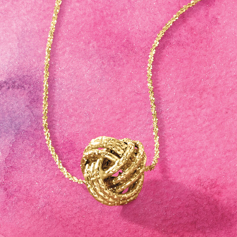 Italian 14kt Yellow Gold Textured Love Knot Necklace image number 4