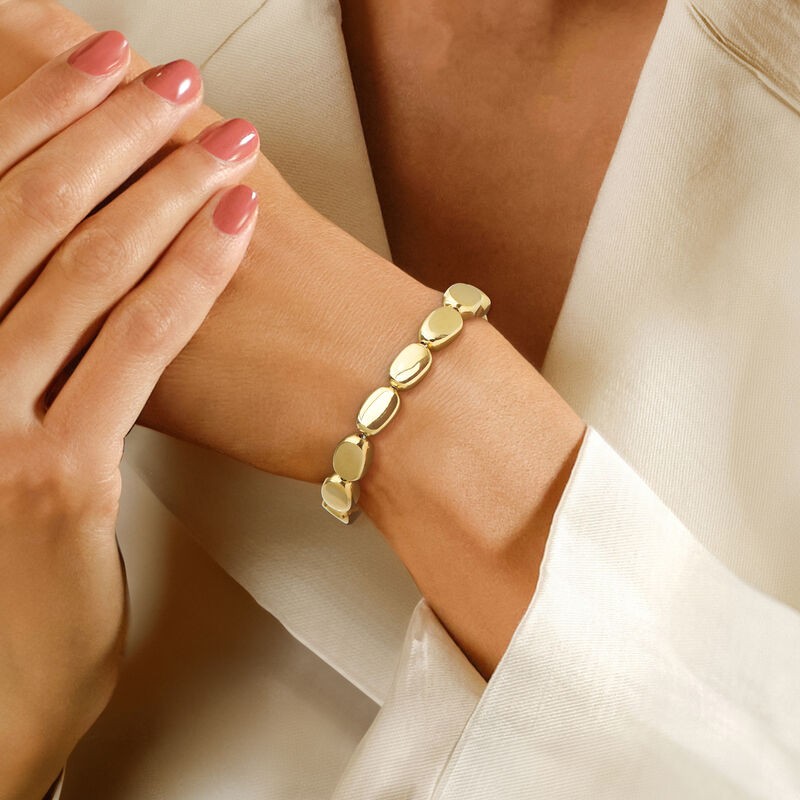 Italian 18kt Gold Over Sterling Nugget Bracelet. 7"