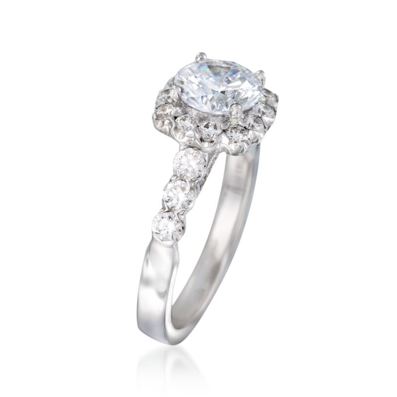 .91 ct. t.w. Diamond Halo Engagement Ring Setting in 14kt White Gold image number 2