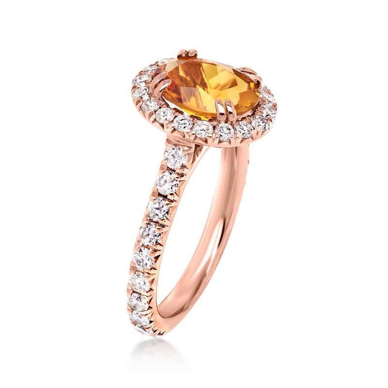 C. 2000 Vintage 1.65 Carat Citrine Ring with 1.35 ct. t.w. Diamonds in 14kt Rose Gold. Size 5 image number 2