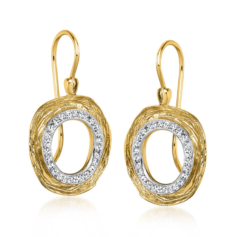 .25 ct. t.w. Diamond Textured Circle Drop Earrings in 14kt Two-Tone Gold  image number 0