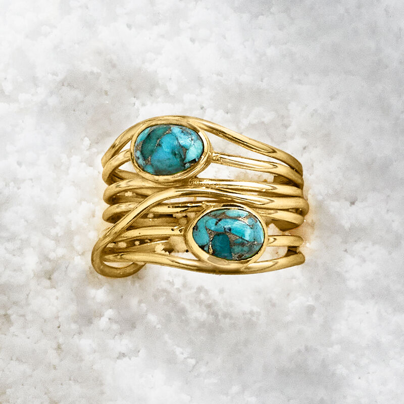 Turquoise Highway Ring in 18kt Gold Over Sterling image number 4