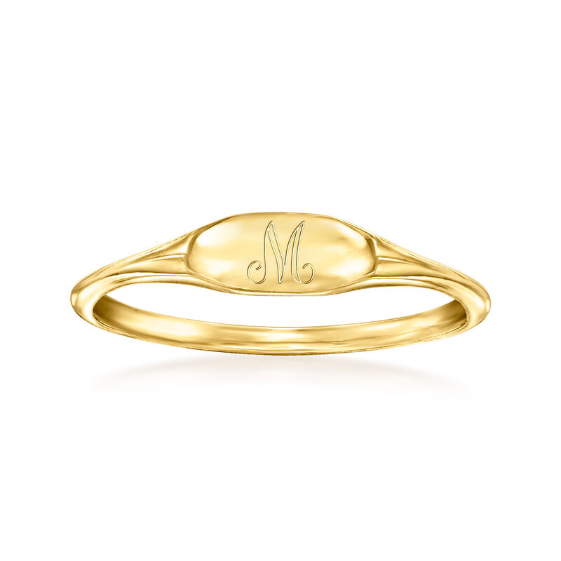 Plain - Italian 14kt Yellow Gold Oval Signet Ring. Size 9 image number 0