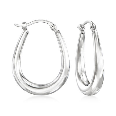 14kt White Gold Tapered Hoop Earrings