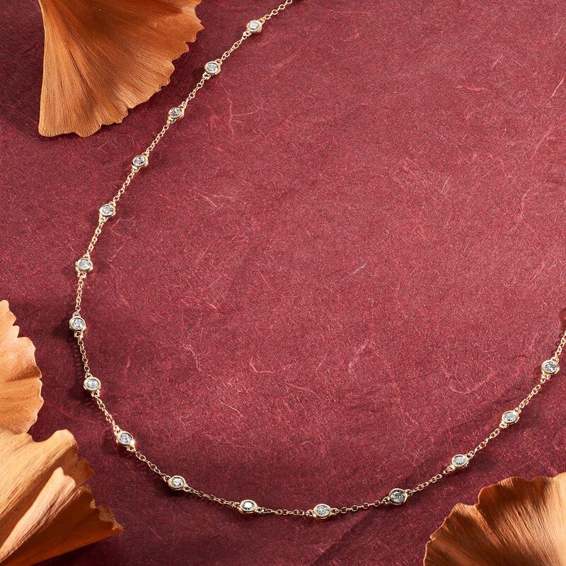 2.00 ct. t.w. Bezel-Set Diamond Station Necklace in 14kt Yellow Gold image number 3