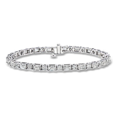 10.00 ct. t.w. Round and Emerald-Cut Lab-Grown Diamond Tennis Bracelet in 14kt White Gold