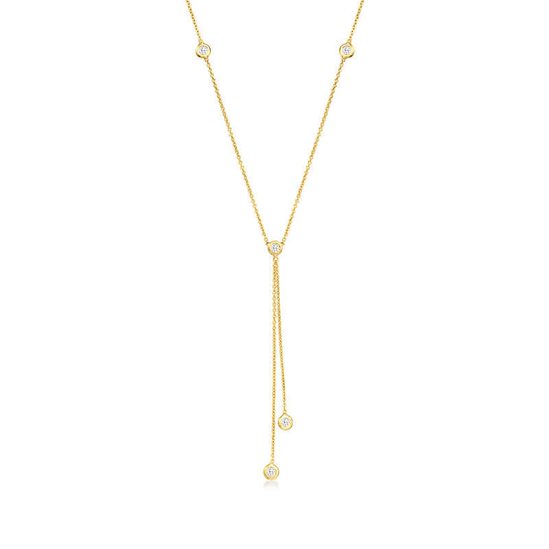 Roberto Coin .23 ct. t.w. Bezel-Set Diamond Station Y-Necklace in 18kt Yellow Gold. 16&quot; image number 1